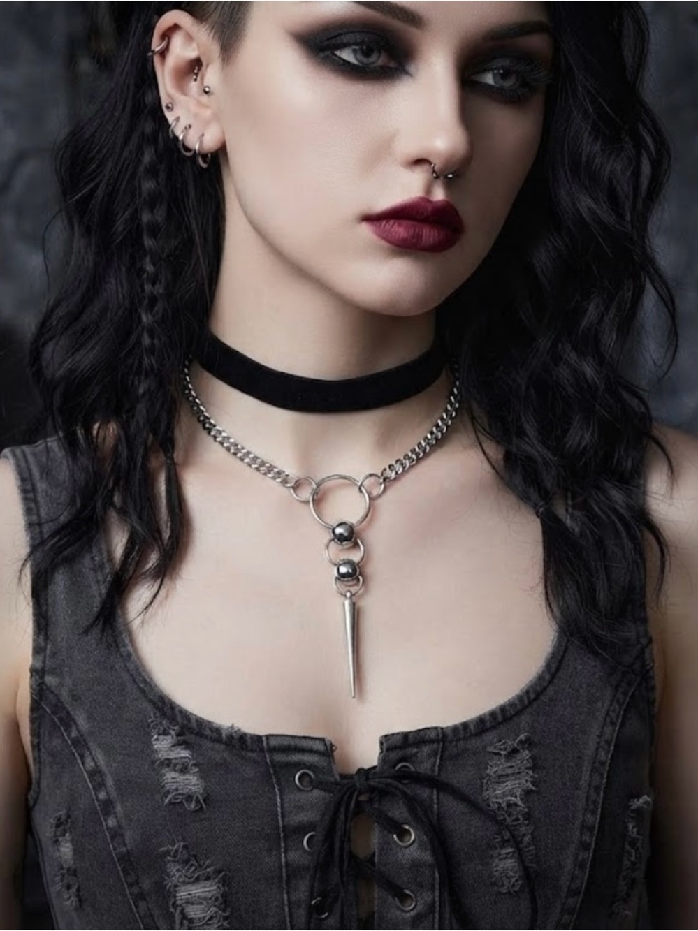 Hand Crafted Spike Pendant Chain Necklace - Picture 2 of 5